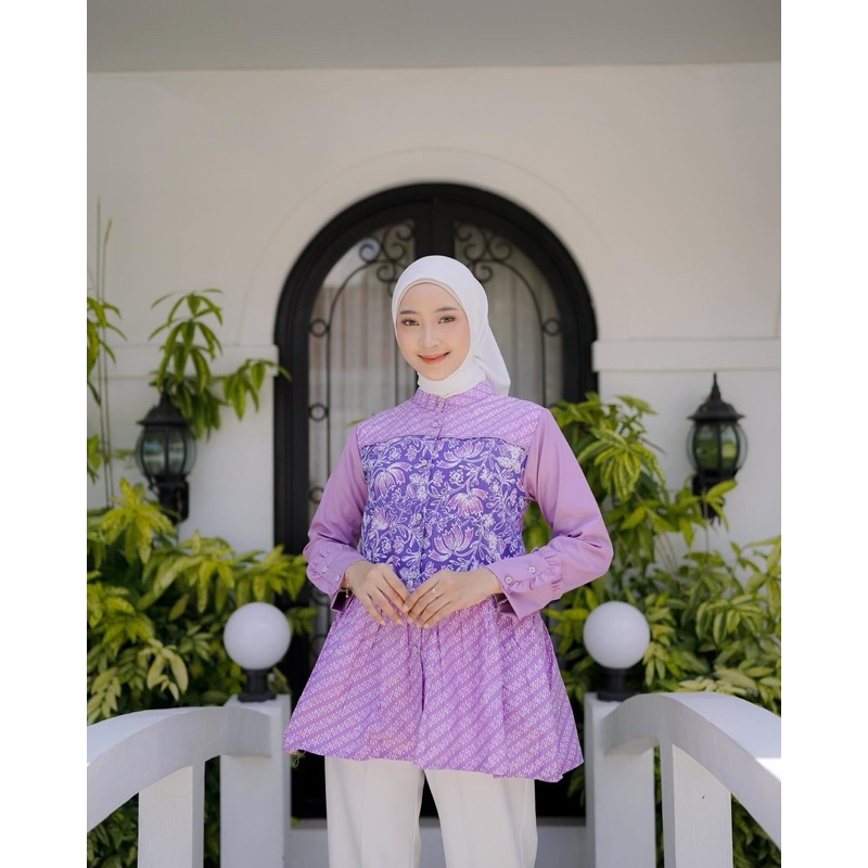 RUMINA BLOUSE BATIK cantik modern kerja wanita kekinian
