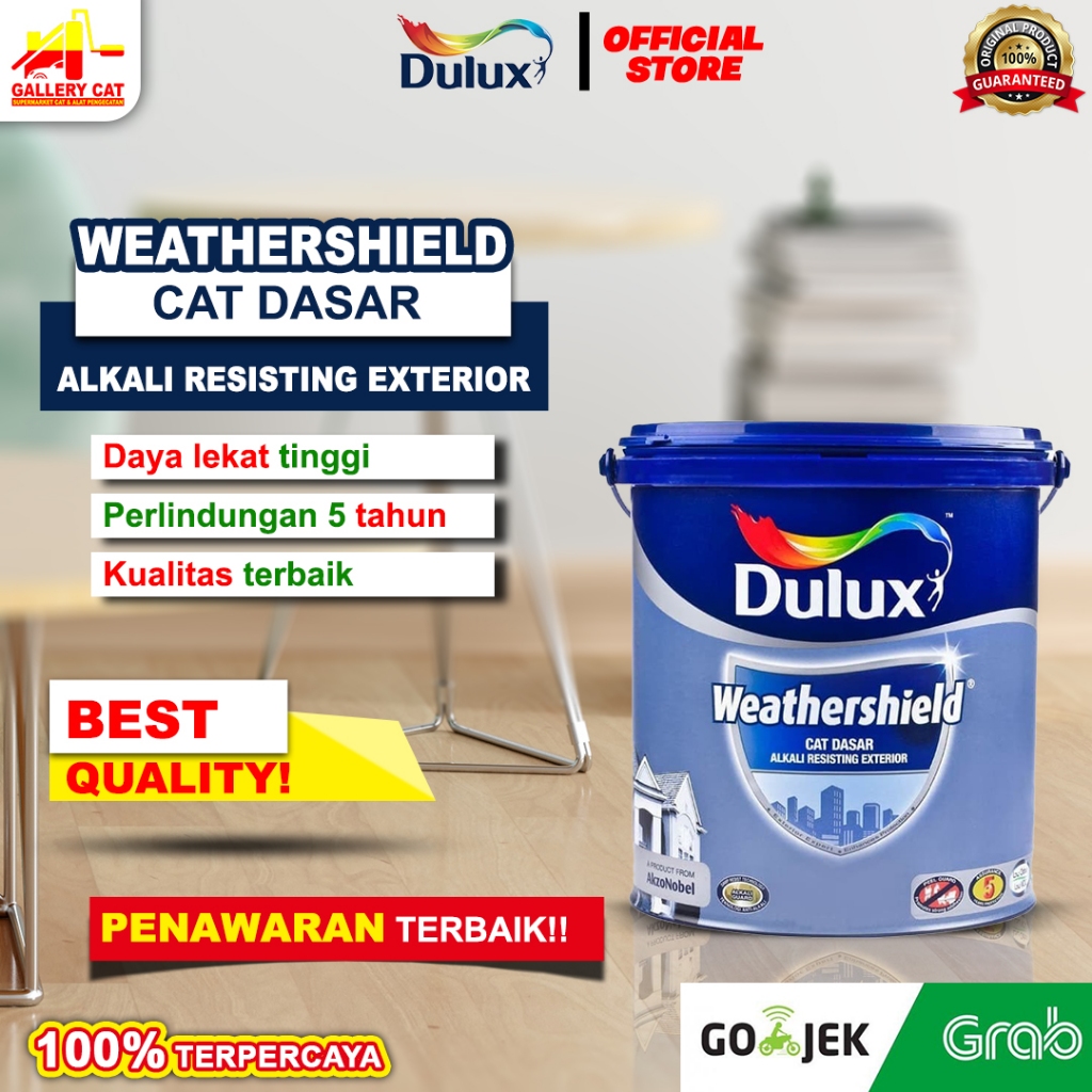 DULUX WEATHERSHIELD CAT DASAR ALKALI WARNA ABU ABU MUDA RESISTING EXTERIOR 2.5l