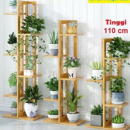 rak tanaman tingkat kayu - natural kayu