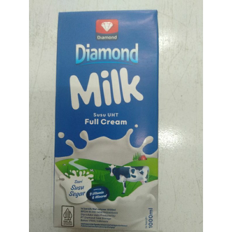 

susu diamond full cream atau coklat 1 liter