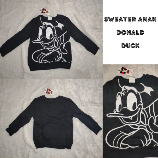 Kaos Hitam Anak Perempuan Lengan Panjang Baju Anak Motif Donald (209)