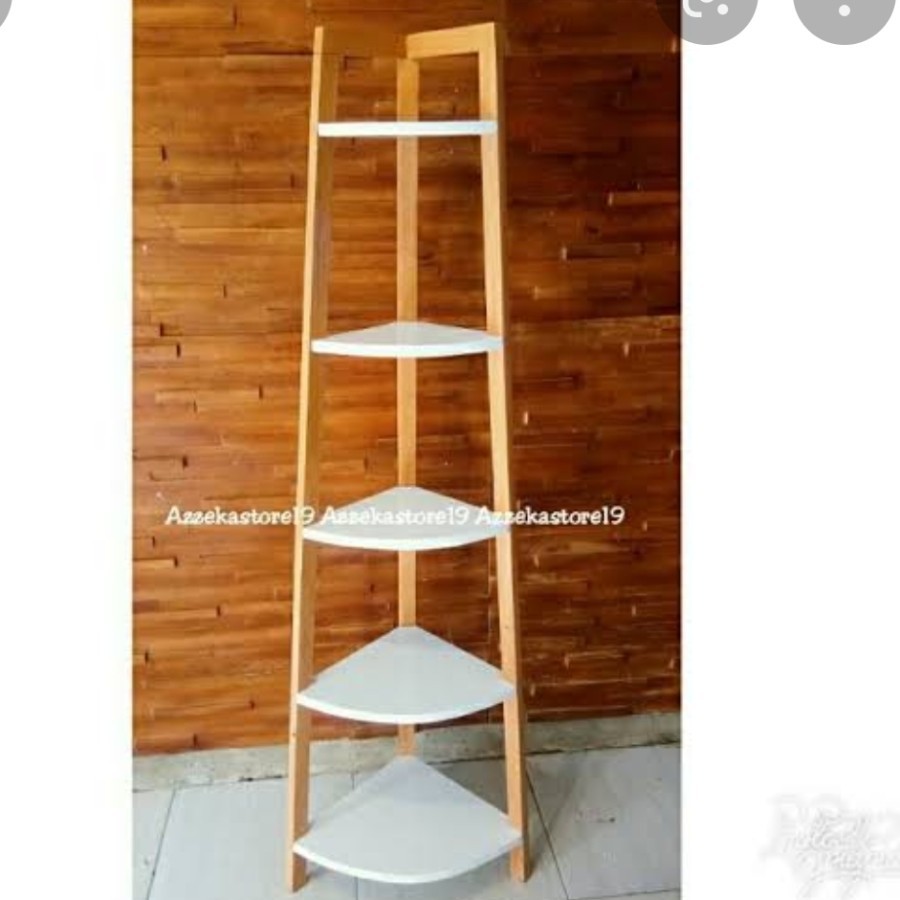 rak sudut serbaguna kayu solid