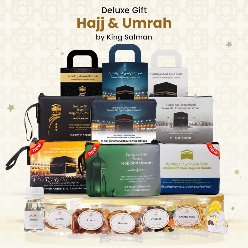 

Paketan Oleh-Oleh Haji Lengkap Premium / CUSTOM NAMA / Hadiah Bingkisan Umroh