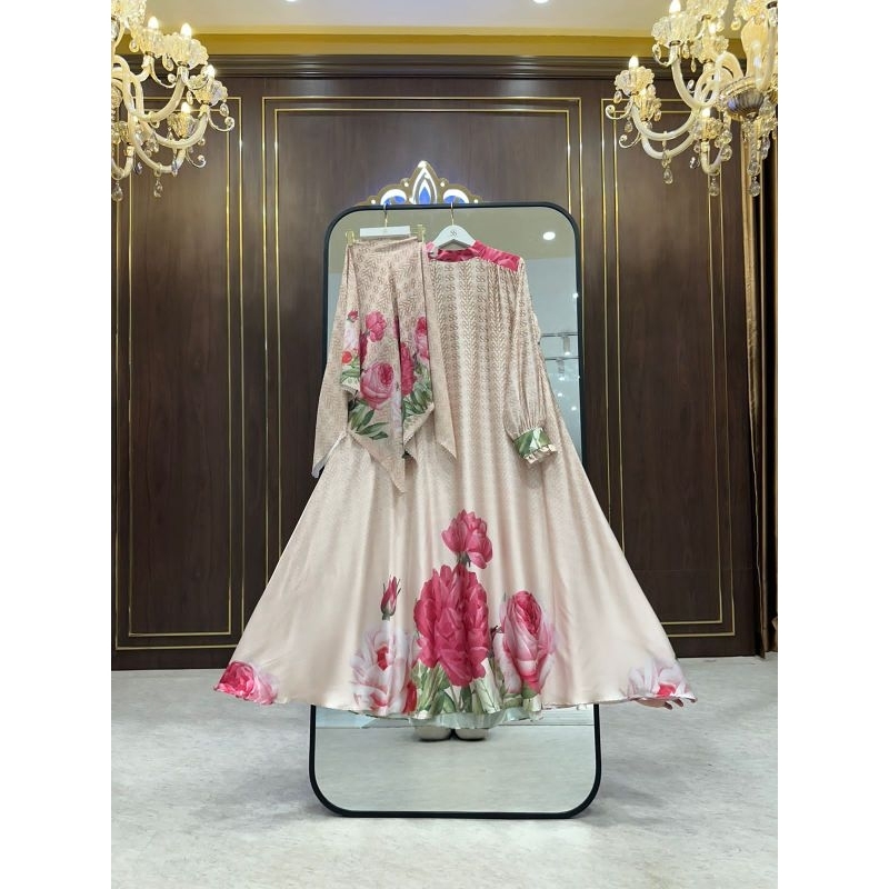 DRESS MOTIF BUNGA BESAR ORI BY SHELLASAUKIA