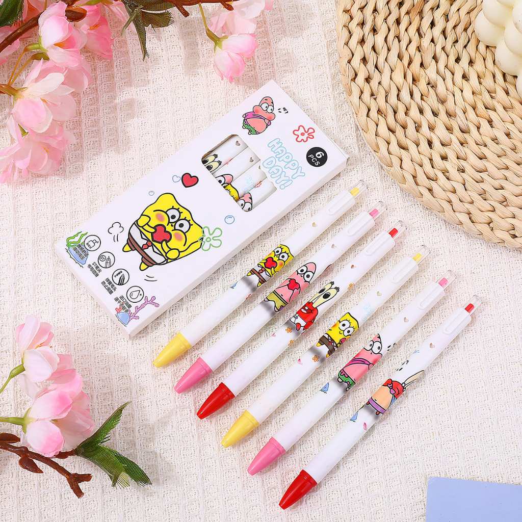 

✨AWC✨ PENA GEL MEKANIK 1SET ISI 6PCS / PULPEN GEL MEKANIK MOTIF BUNNY AND PINKY GIRL / BOLPOIN MEKANIK TINTA CAIR