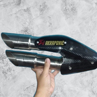 Knalpot Racing Akrapovic Cabang 2 Silincer Only Diameter Inlet 50mm CB150R, XMAX, NMAX/AEROX/VARIO/P