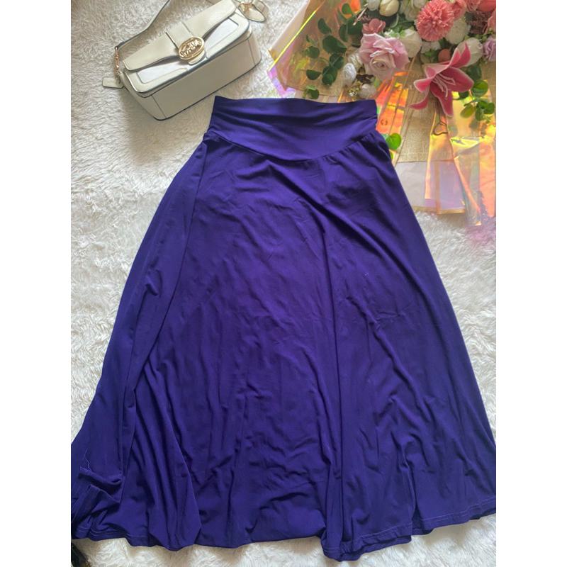 Rok Bawahan Ungu Terong Megar A-Line Tebal Pelon