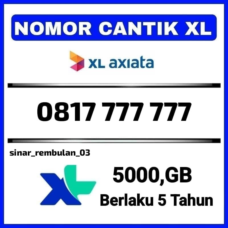 Perdana Cantik Xl Plus Kuota 5000 GB 5 Tahun Siap Pakai Berlaku Seluruh Indonesia XL Axiata