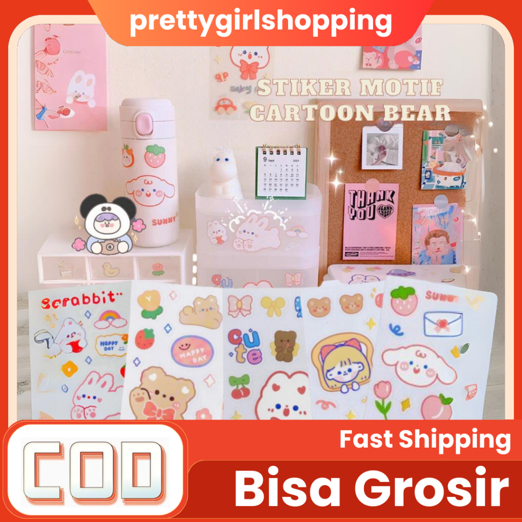 

Pretty Stiker Motif Kartun Untuk Dekorasi Diary Aesthetic/ Anti Air Untuk Dekorasi Import