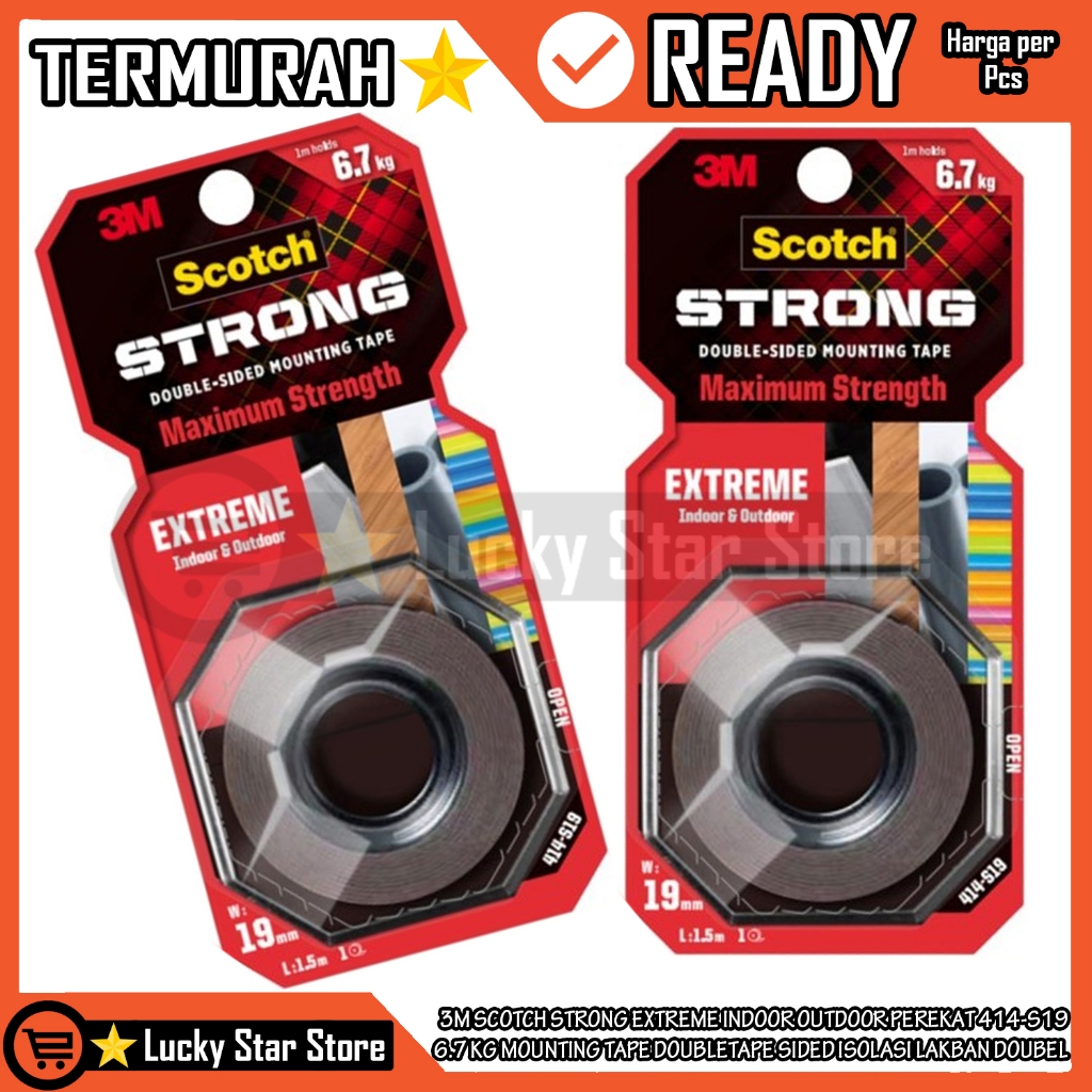 3M Scotch Strong 414-S19 Mounting 6.7 kg Rumah Penahan Penumpu Berat Nempel Penempel Tanpa Paku Sekr