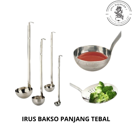 Irus bakso Panjang Tebal Stainless stell 6 oz / irus soup centong bakso kuah stainless stell Tebal