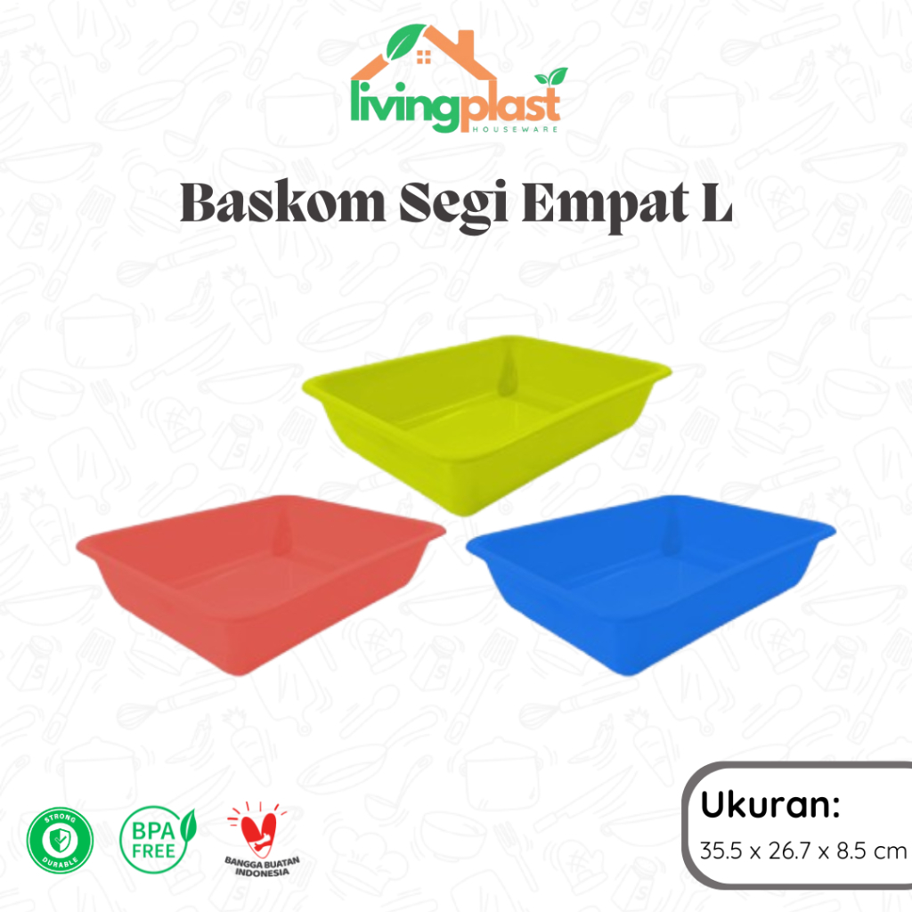 Baskom Segi Empat L Deluxe / Baskom Segi Plastik / Waskom Segi Tebal / Baskom Murah