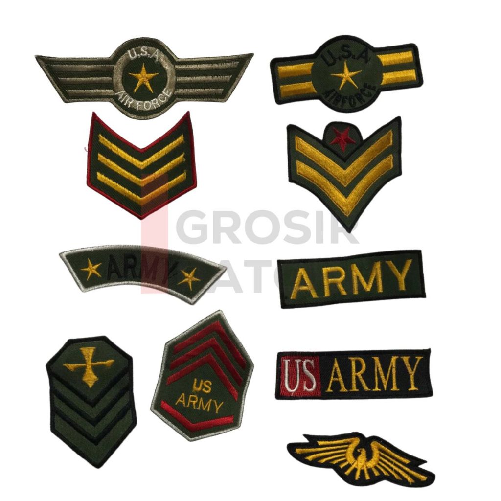 GrosirPatch Bordir Iron Patch Premium Quality US Army ARM