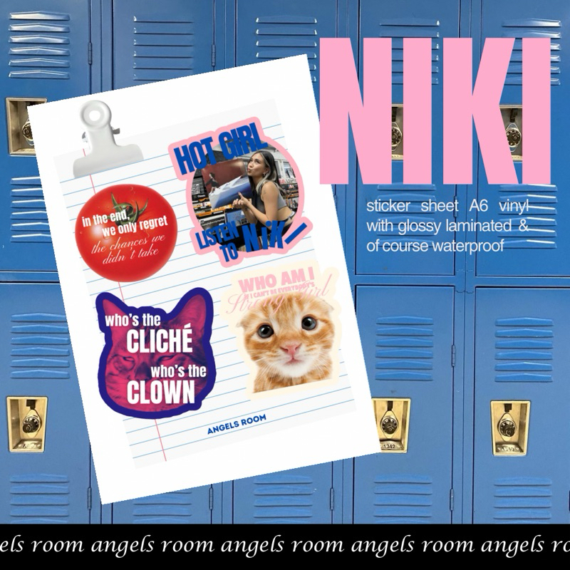 

sticker sheet niki zefanya aesthetic ins korea untuk dekorasi scrapbook, deco pola, journaling, phonecase, headphone, stiker lucu
