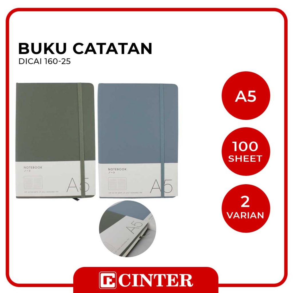 

DICAI - BUKU HARDCOVER TALI / BUKU CATATAN / NOTE BOOK A5 160-25 POLOS WARNA H.COVER TALI