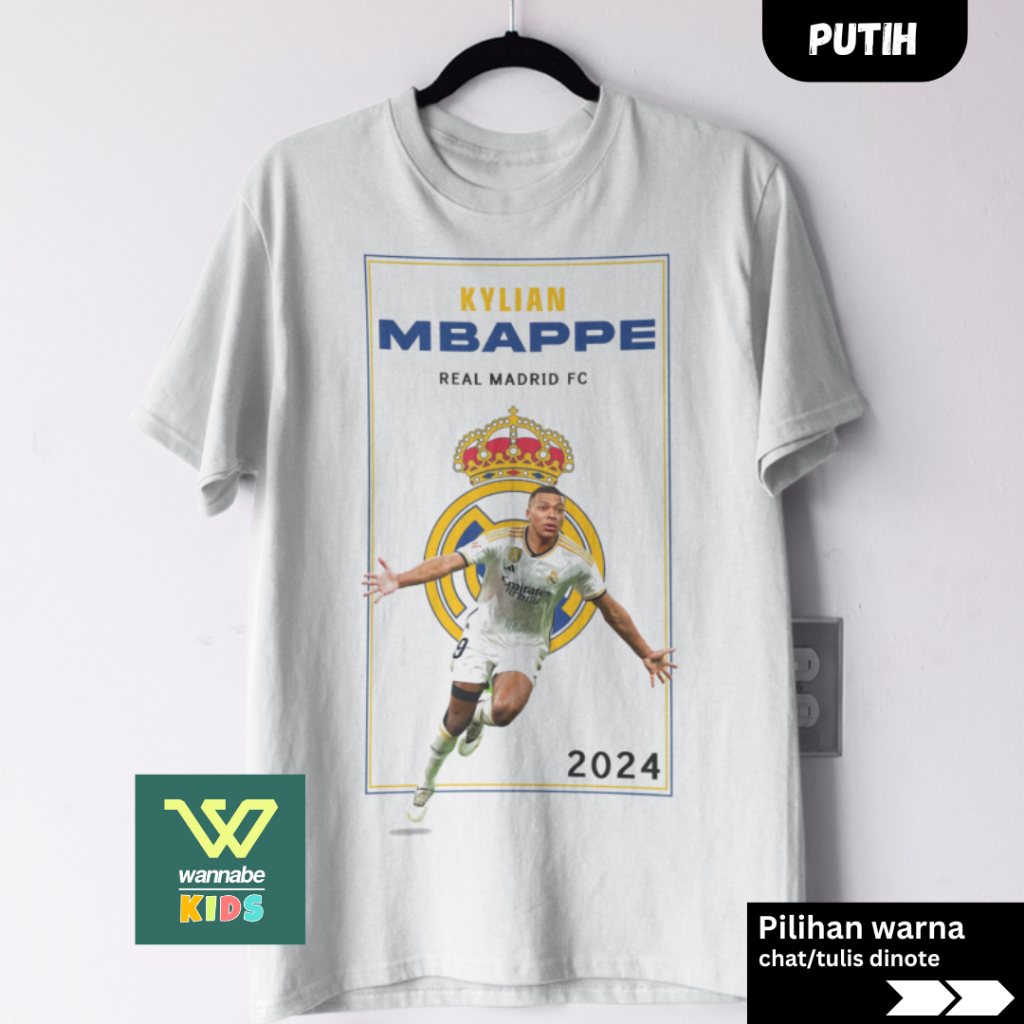 KAOS DEWASA DAN ANAK BOLA REALMADRID MBAPPE 1 BAJU ANAK 2 - 12 TAHUN KAOS DEWASA S - 7XL BIGSIZE JUM