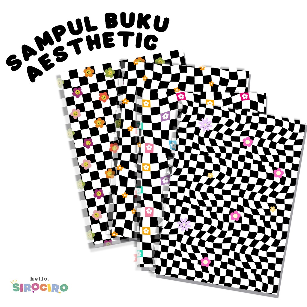 

4 Lembar Sampul Buku CHECKERED Aesthetic Sampul Buku Lucu A5 & B5