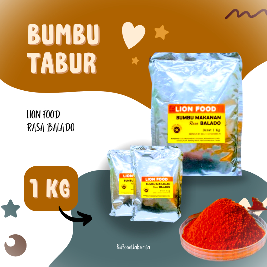 

BUMBU TABUR RASA BALADO KEMASAN 1 KG LION FOOD | BUMBU TABUR ALA SHIHLIN