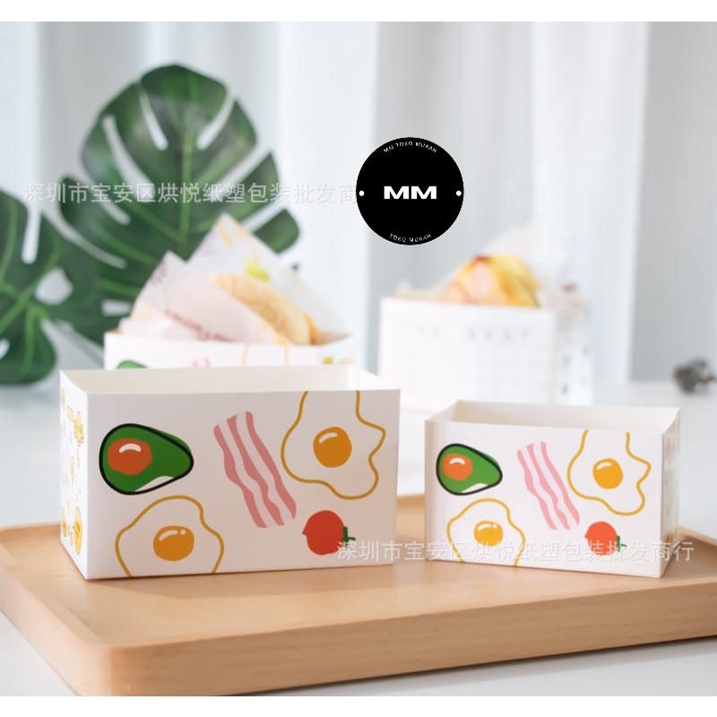 

1pcs paper box sandwich kes box dus roti burger dog kentang goreng