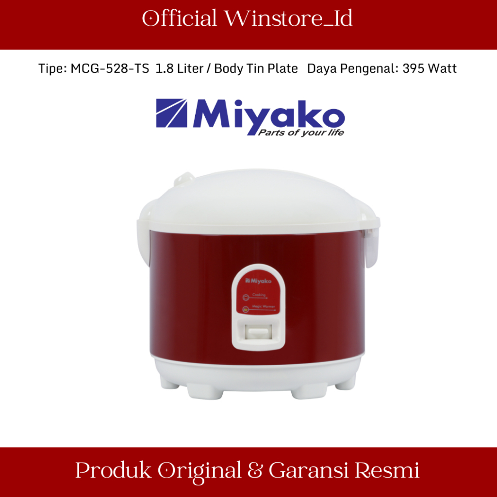 MIYAKO RICE COOKER / MAGIC COM MCM528TS / MCM528-TS / MCM 528 TS / MCM-528 TS (1,8 LITER)