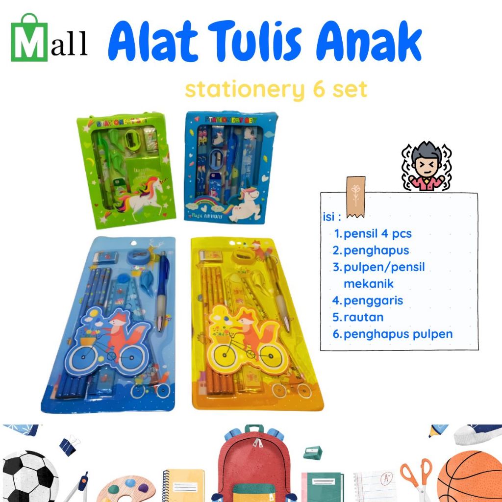 

SET6 - Paket Alat Tulis Set 6 in 1 Stationery Peralatan Sekolah