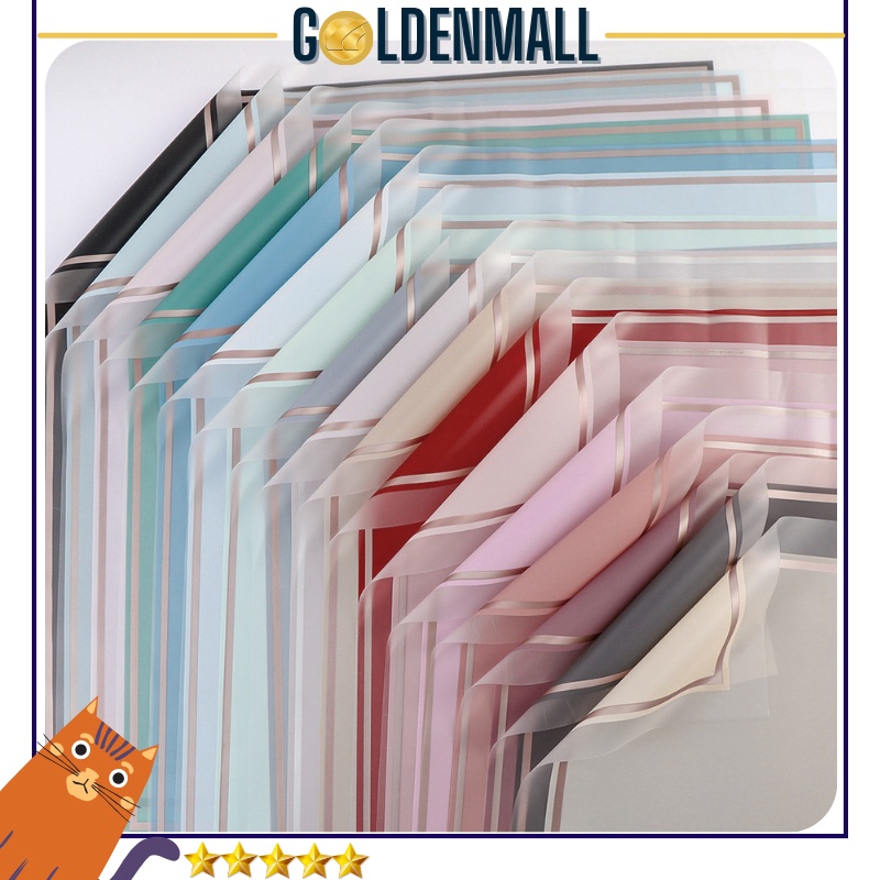 

2 LEMBAR Kes bunga cellophane flower wrapg Paper Varian List Gold Frame Transparan Flst Kes Kado 613