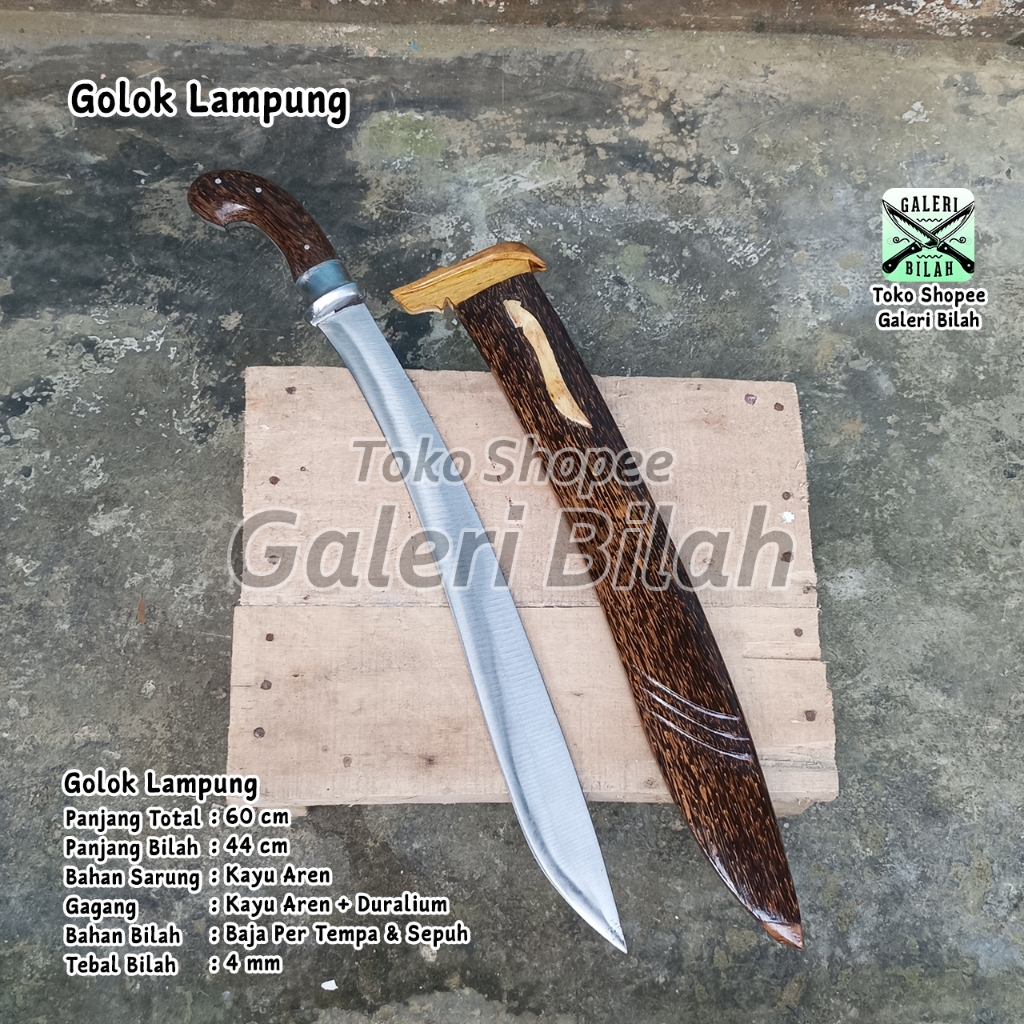 Golok Lampung Panjang Kayu Aren Duralium