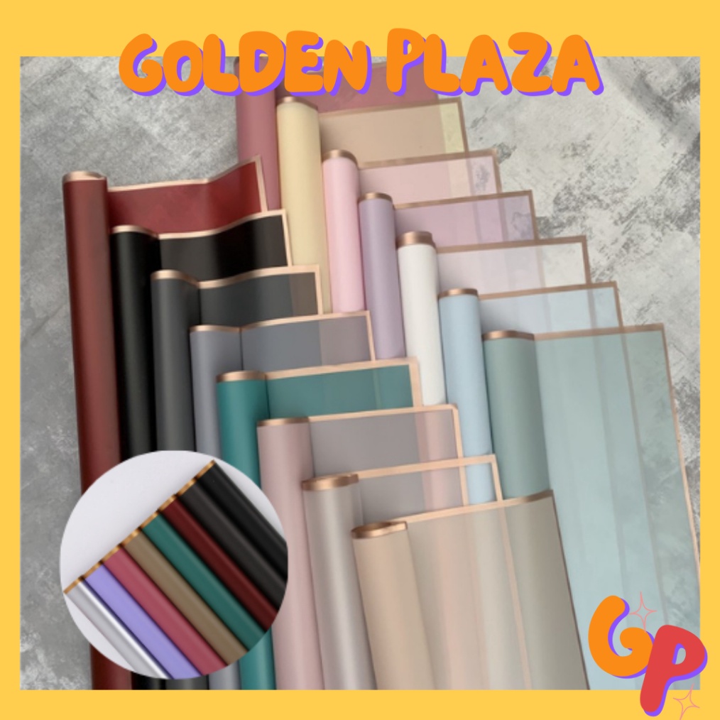 

1 pack 2 pcs Kes Buket Bunga Flower Wrapg Paper Varian List Gold Emas Cellophane Flst gold KB1