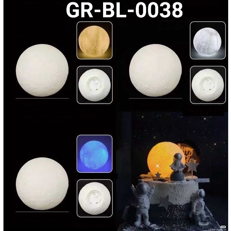 

Promo Spesial Kita Cake topper hiasan kue astronot planet bumi bulan lampu mainan A75