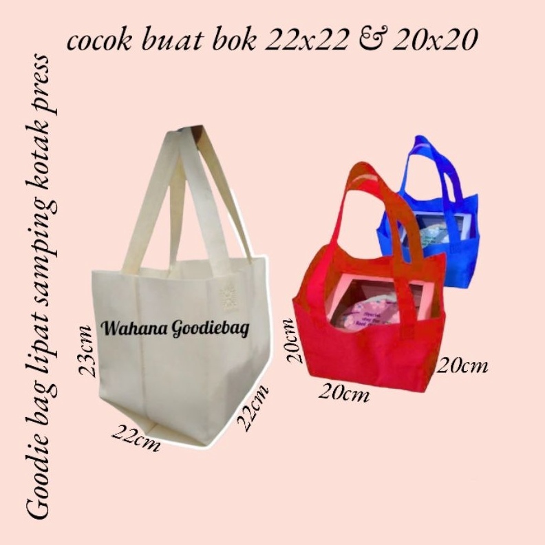 

Goodie Bag 1 Pak 6pcs Tas Spundbond Lipat Samg Bok 22x22x23Tas kotak NasiTas Hajatan