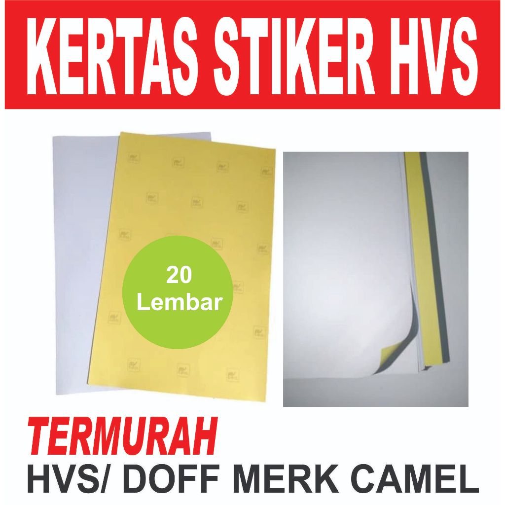 

Kertas Stiker HVS F4 / Sticker HVS F4 Doff MAtte (20 Lbr ) super rekat