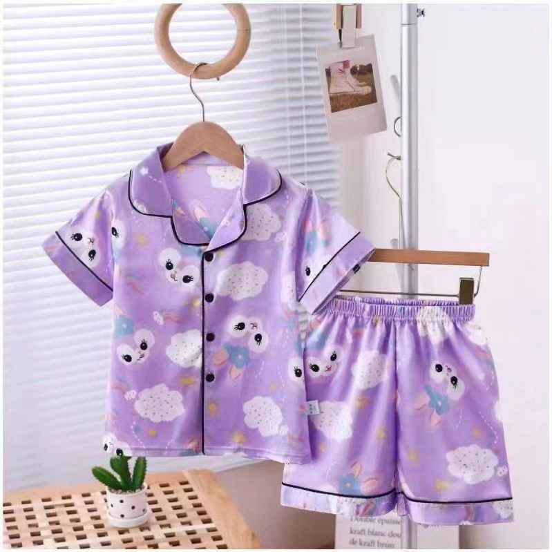 piyama satin anak stella, setelan anak
