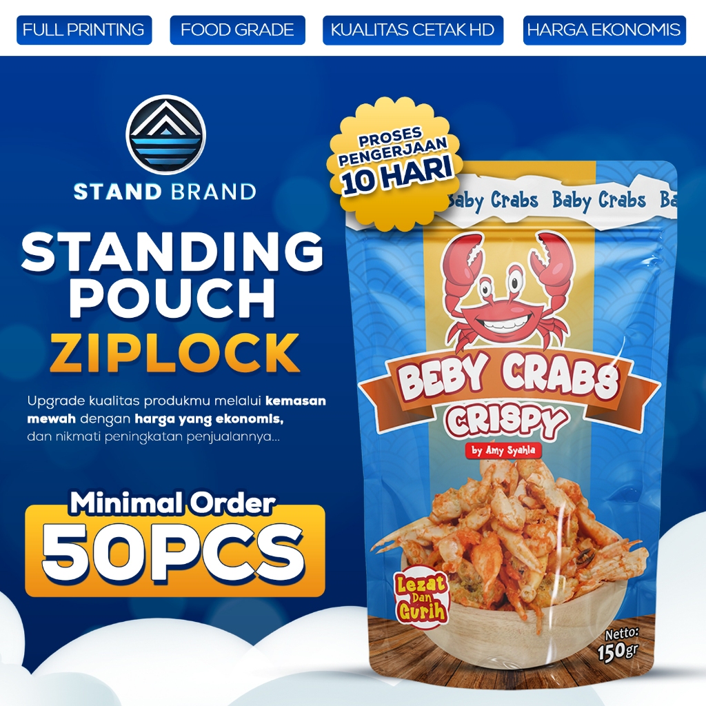 Standing Pouch Full Printing Cetak Kemasan Custom Makanan Baso Aci Snack Ziplock