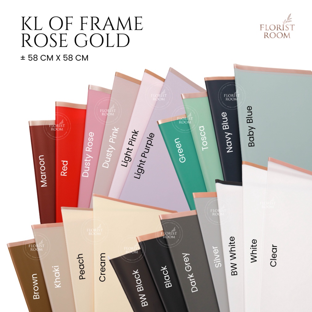 

2 Lembar KL of Frame Colour Rose Gold Wrapg Bunga cellophane