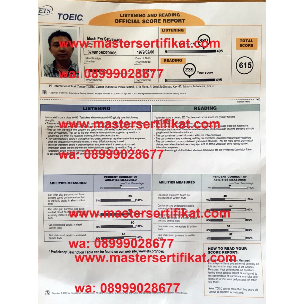 

TOEIC KELUARAN ITC TANPA TES JAMIN VALID