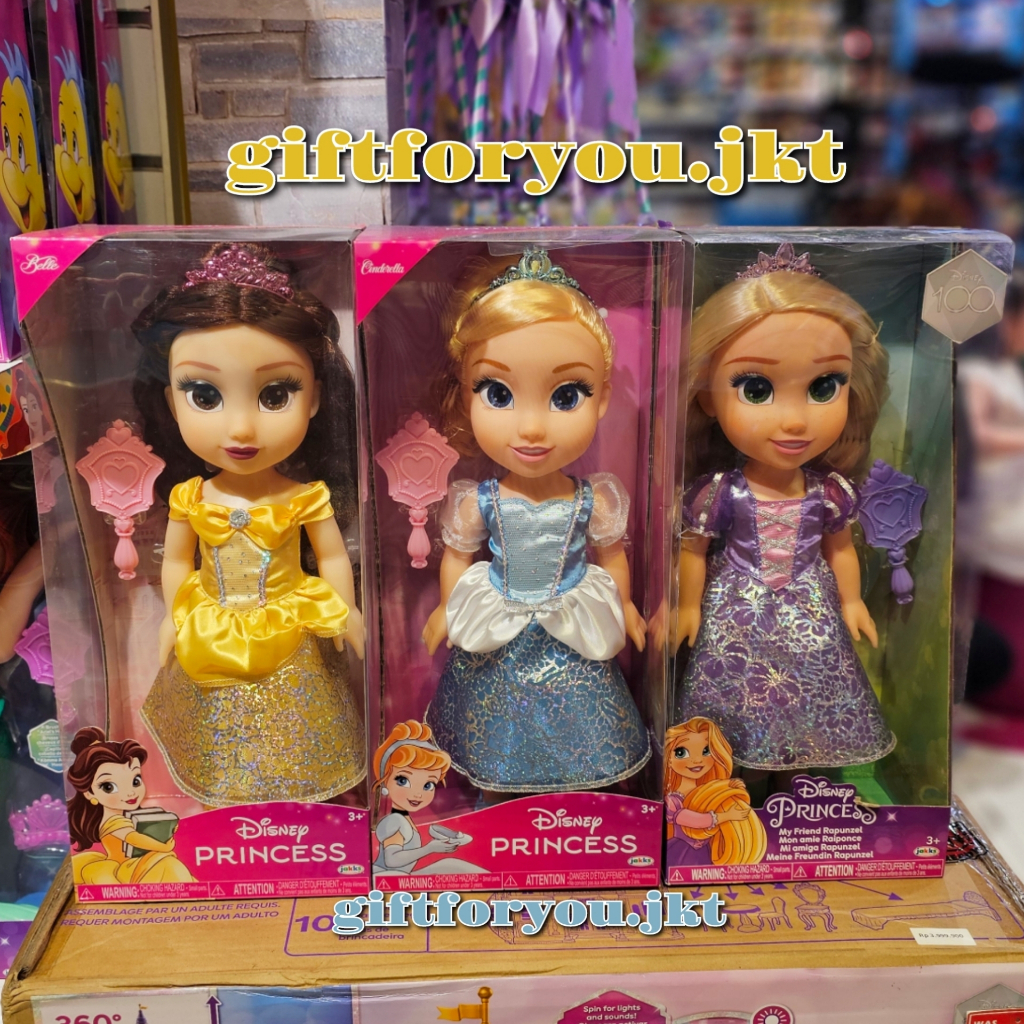 Jakks Princess Doll Belle Cinderella Rapunzel With Brush Figure Boneka Mainan Toy Anak Kids Original
