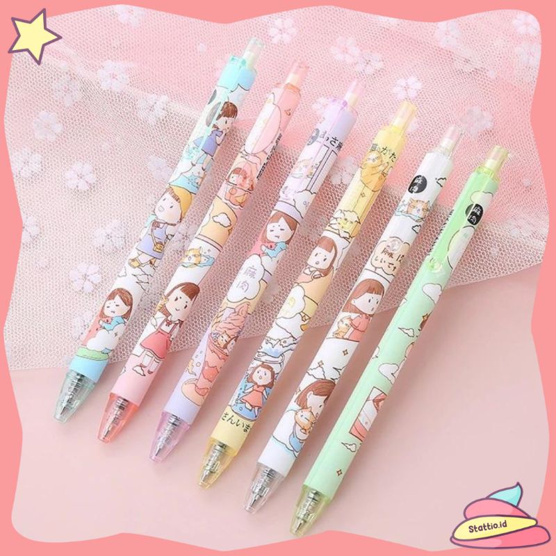 

Pena Mekanik Motif Cewe Perempuan Pulpen Girl Cetek Tinta Hitam Pen Bolpen Bolpoin Lucu