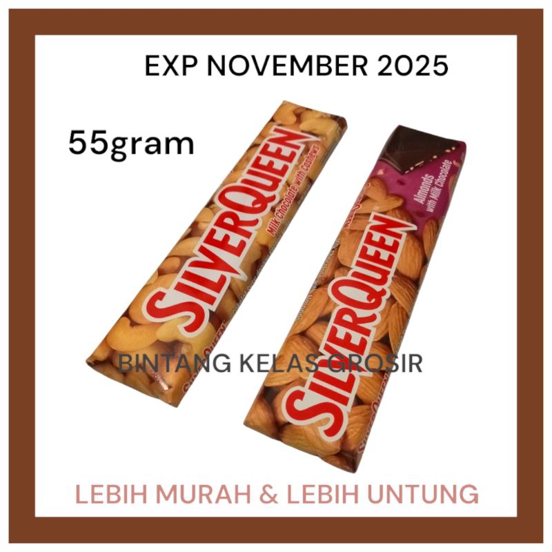 

SILVERQUEEN 55 gr CASHEW ALMOND CEMILAN JAJANAN COKLAT