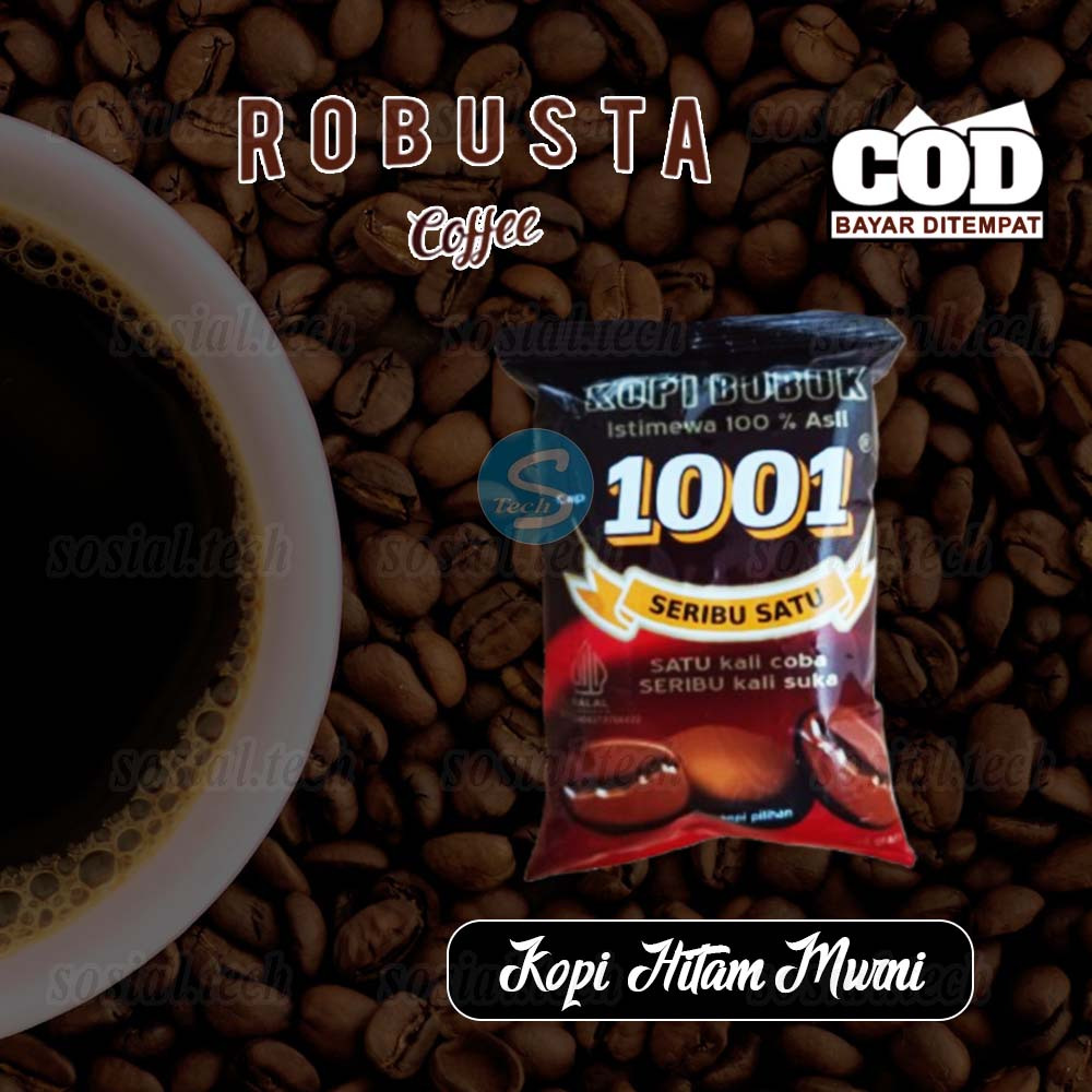 

Kopi 1001 Bubuk 95g Kopi Hitam Murni Asli Robusta 1001 Khas Bengkulu Tanpa Gula