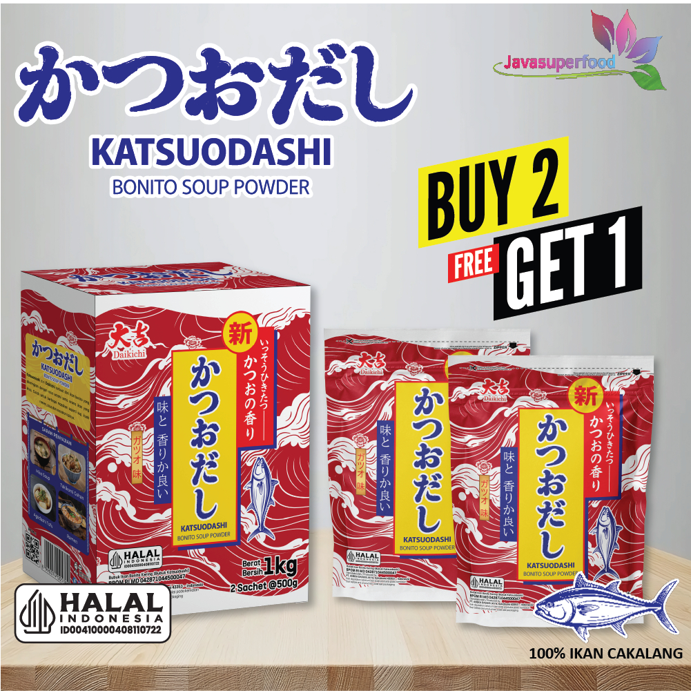 

(PROMO BUY 2 GET 1) HALAL DAIKICHI KATSUODASHI MERAH BONITO SOUP POWDER / BUBUK IKAN BONITO KERING / BUBUK KATSUOBUSHI / IKAN CAKALANG / HONDASHI / MARUMOTO