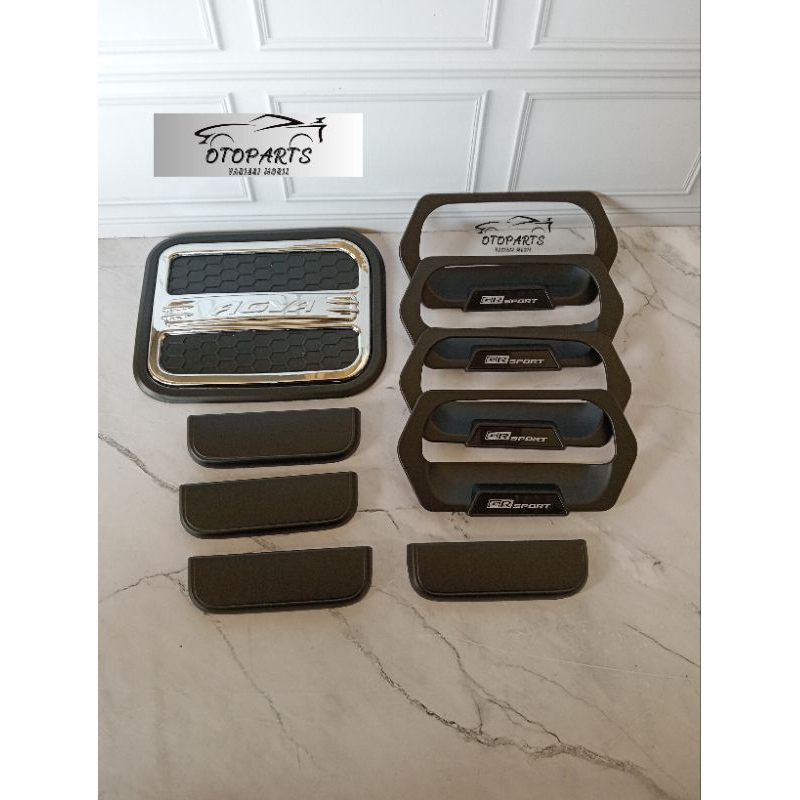 PAKET COVER OUTER HANDLE PINTU TUTUP BENSIN MOBIL AGYA 2013-2022 GR SPORT WARNA HITAM DOFF