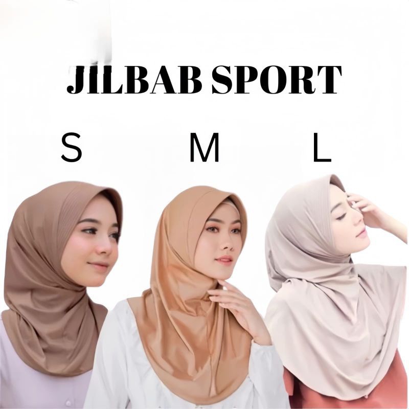 JILBAB SPORTY UKURAN S M L / JILBAB OLAHRAGA / HIJAB INSTAN JERSEY PREMIUM