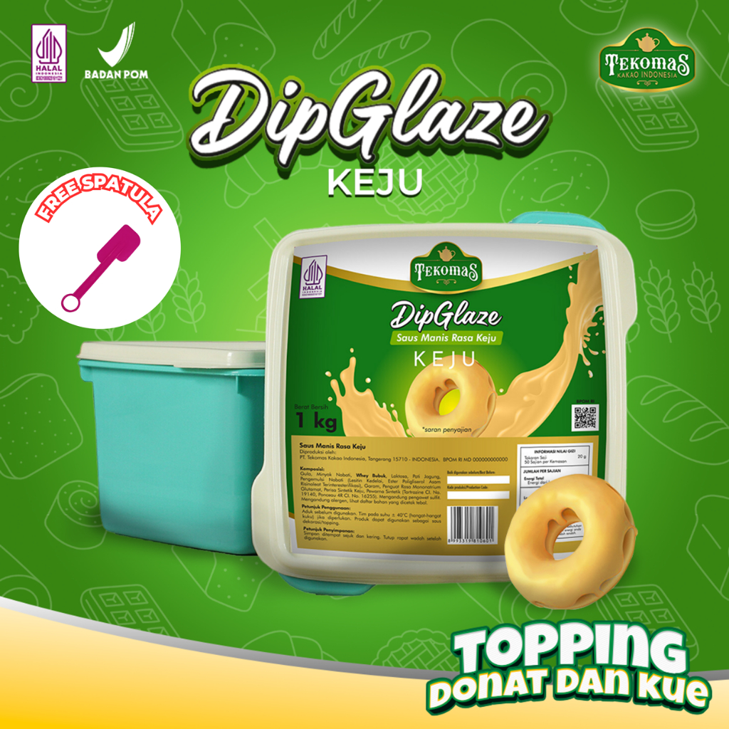

TEKOMAS - Dip Glaze Rasa Keju/Cheese 1 Kg Spesial Topping Donut Lumer Bahan Kue Siap Pakai Premium