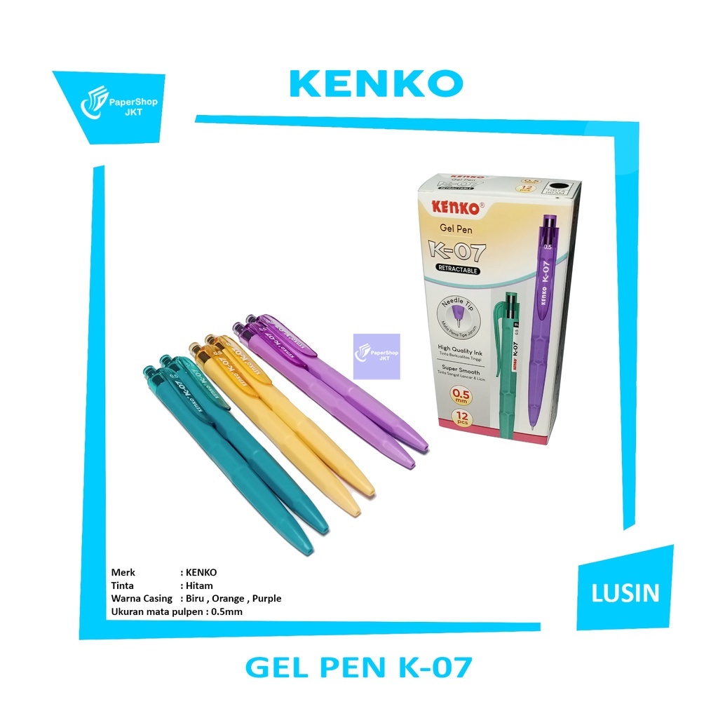 

Gel Pen Retractable K - 07 Black KENKO