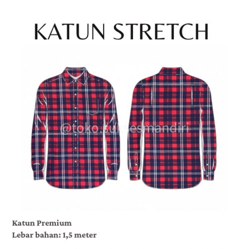 [KS003] Kain Katun Stretch Premium Motif Kotak-Kotak | Lebar: 150cm, Harga tercantum per 1/2 meter =
