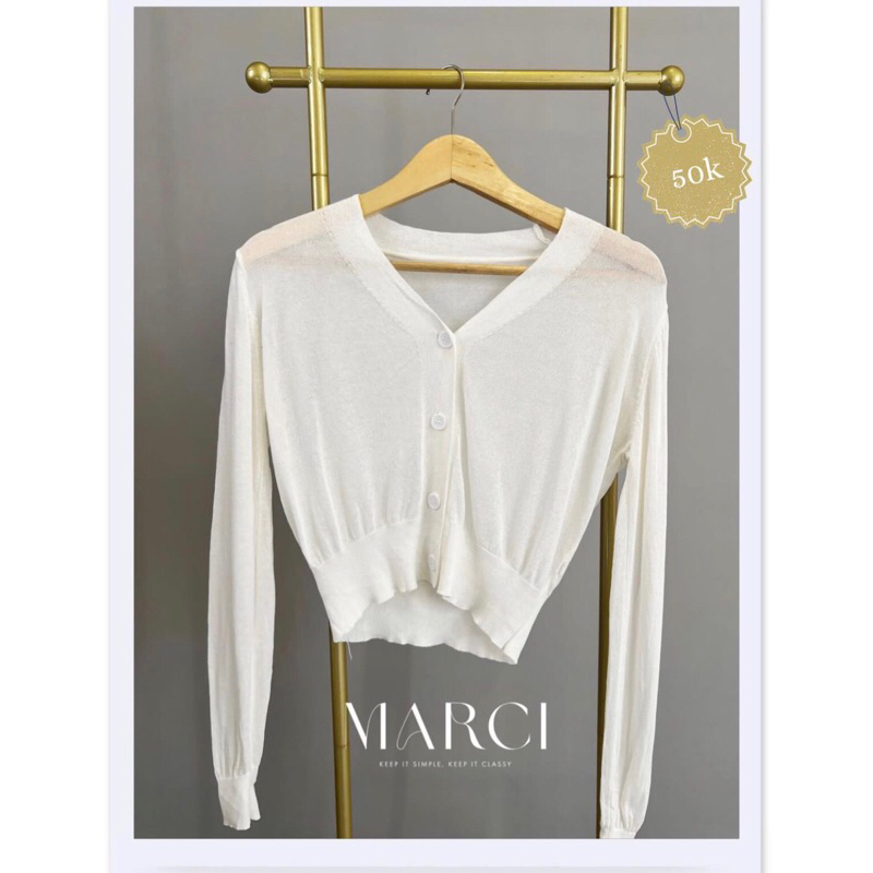 Cardigan putih crop top