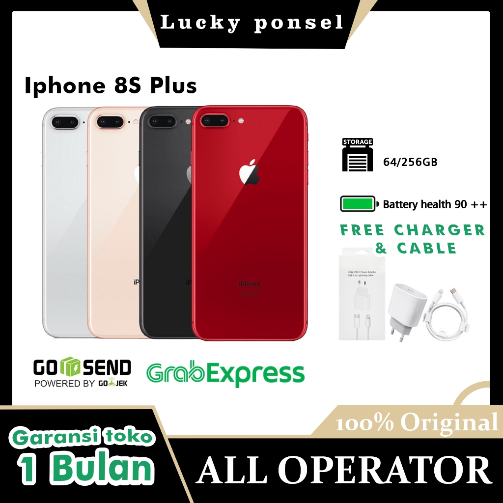 IPHONE  8 PLUS 64GB/256GB  LIKE NEW/GARANSI 1BULAN/MULUS/FULLSETT/ORIGINAL