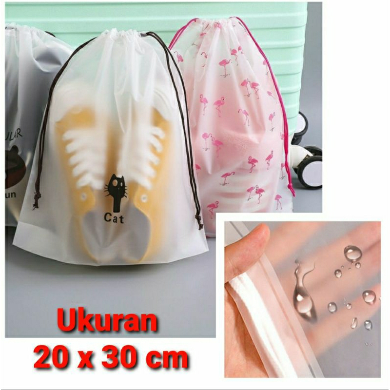 Kantong Plastik Serut Travel Pouch Organizer Bag Wadah Sabun Sepatu Alat Mandi Traveling