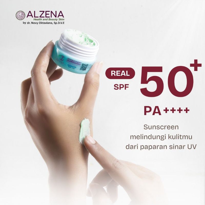 DAY CREAM WITH SPF HIJAU ALZENA SKINCARE (SUNSCREEN)BPOM COD 100% ORIGINAL