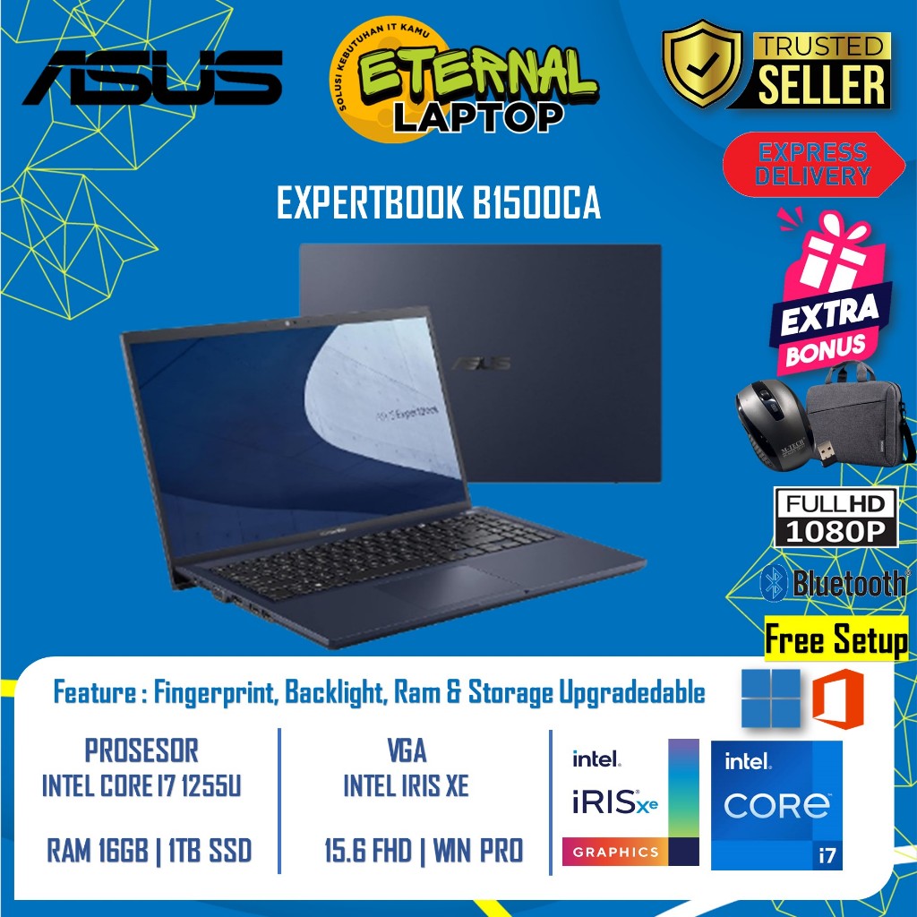 Laptop Bisnis Expertbook B1500CA Intel Core i7 1215U Ram 16GB 1TB SSD FHD Windows Pro